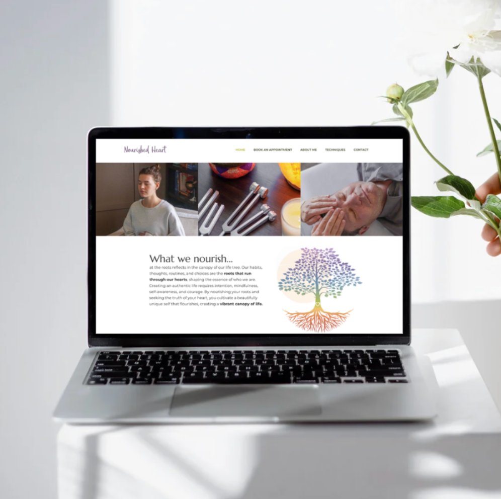 Nourished Heart website on laptop